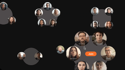 Toucan is an alternative to Zoom meetings. This is a screenshot of a Toucan get-together